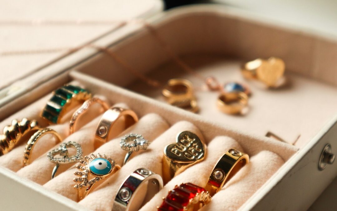 Jewelry box filled with rings